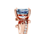 Rose gold Fancy Blue Asscher  Solitaire Twist Band with Pavé Accents and Four-Prong Setting_25
