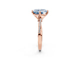 Rose gold Fancy Blue Asscher  Solitaire Twist Band with Pavé Diamonds and Four-Prong Setting_100