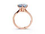 Rose gold Fancy Blue Asscher  Solitaire Twist Band with Pavé Diamonds and Four-Prong Setting_101
