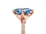 Rose gold Fancy Blue Asscher  Solitaire Twist Band with Pavé Diamonds and Four-Prong Setting_103