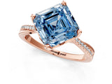 Rose gold Fancy Blue Asscher  Solitaire Twist Band with Pavé Diamonds and Four-Prong Setting_99