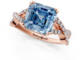 Rose gold Fancy Blue Asscher  Solitaire Twist Band with Pavé Setting and Four-Prong Setting_1