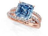 Rose gold Fancy Blue Asscher  Solitaire Twist Band with Pavé Setting and Four-Prong Setting_1