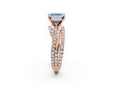 Rose gold Fancy Blue Asscher  Solitaire Twist Band with Pavé Setting and Four-Prong Setting_2