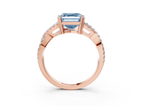 Rose gold Fancy Blue Asscher  Solitaire Twist Band with Pavé Setting and Four-Prong Setting_3