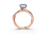 Rose gold Fancy Blue Asscher  Solitaire Twist Band with Pavé Setting and Four-Prong Setting_3