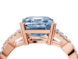 Rose gold Fancy Blue Asscher  Solitaire Twist Band with Pavé Setting and Four-Prong Setting_4