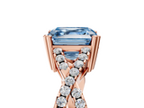 Rose gold Fancy Blue Asscher  Solitaire Twist Band with Pavé Setting and Four-Prong Setting_5