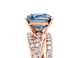 Rose gold Fancy Blue Asscher  Solitaire Twist Band with Pavé Setting and Four-Prong Setting_5