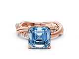 Rose gold Fancy Blue Asscher  Solitaire Twist Band with Pave Prong Setting_17
