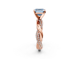 Rose gold Fancy Blue Asscher  Solitaire Twist Band with Pave Prong Setting_19