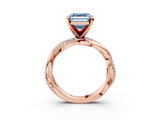 Rose gold Fancy Blue Asscher  Solitaire Twist Band with Pave Prong Setting_20