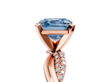 Rose gold Fancy Blue Asscher  Solitaire Twist Band with Pave Prong Setting_22