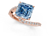Rose gold Fancy Blue Asscher  Solitaire Twist Band with Pave Set Diamonds and Four-Prong Setting_1