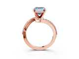 Rose gold Fancy Blue Asscher  Solitaire Twist Band with Pave Set Diamonds and Four-Prong Setting_3