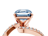Rose gold Fancy Blue Asscher  Solitaire Twist Band with Pave Set Diamonds and Four-Prong Setting_4