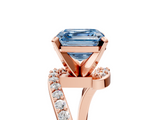 Rose gold Fancy Blue Asscher  Solitaire Twist Band with Pave Set Diamonds and Four-Prong Setting_5