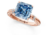 Rose gold Fancy Blue Asscher  Solitaire Twisted Band Prong Set Engagement Ring_70