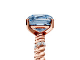 Rose gold Fancy Blue Asscher  Solitaire Twisted Band Prong Set Engagement Ring_74