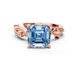 Rose gold Fancy Blue Asscher  Solitaire Twisted Band Prong Setting Ring
