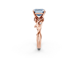 Rose gold Fancy Blue Asscher  Solitaire Twisted Band Prong Setting Ring_2