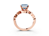 Rose gold Fancy Blue Asscher  Solitaire Twisted Band Prong Setting Ring_3
