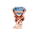 Rose gold Fancy Blue Asscher  Solitaire Twisted Band Prong Setting Ring_5