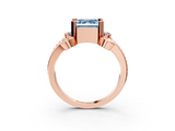 Rose gold Fancy Blue Asscher  Solitaire Twisted Band Scroll Prong Ring_6