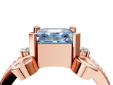 Rose gold Fancy Blue Asscher  Solitaire Twisted Band Scroll Prong Ring_7