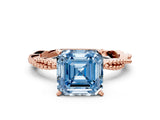 Rose gold Fancy Blue Asscher  Solitaire Twisted Band with Bead Prong Setting_47
