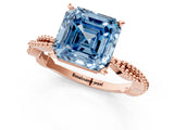 Rose gold Fancy Blue Asscher  Solitaire Twisted Band with Bead Prong Setting_48