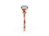 Rose gold Fancy Blue Asscher  Solitaire Twisted Band with Bead Prong Setting_49