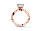 Rose gold Fancy Blue Asscher  Solitaire Twisted Band with Bead Prong Setting_50