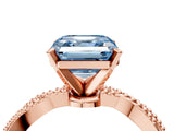 Rose gold Fancy Blue Asscher  Solitaire Twisted Band with Bead Prong Setting_51