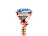 Rose gold Fancy Blue Asscher  Solitaire Twisted Band with Bead Prong Setting_52