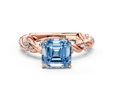 Rose gold Fancy Blue Asscher  Solitaire Twisted Band with Pavé Accents and Four-Prong Setting_20