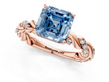 Rose gold Fancy Blue Asscher  Solitaire Twisted Band with Pavé Accents and Four-Prong Setting_21