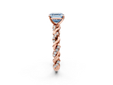Rose gold Fancy Blue Asscher  Solitaire Twisted Band with Pavé Accents and Four-Prong Setting_22