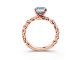 Rose gold Fancy Blue Asscher  Solitaire Twisted Band with Pavé Accents and Four-Prong Setting_23