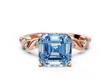 Rose gold Fancy Blue Asscher  Solitaire Twisted Band with Prong Setting 1