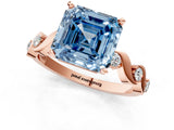 Rose gold Fancy Blue Asscher  Solitaire Twisted Band with Prong Setting 2