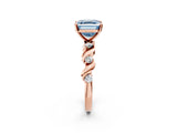 Rose gold Fancy Blue Asscher  Solitaire Twisted Band with Prong Setting 3