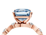 Rose gold Fancy Blue Asscher  Solitaire Twisted Band with Prong Setting 5
