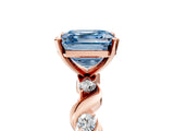Rose gold Fancy Blue Asscher  Solitaire Twisted Band with Prong Setting
