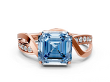 Rose gold Fancy Blue Asscher  Solitaire Twisted Band with Prong Setting_20