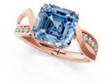 Rose gold Fancy Blue Asscher  Solitaire Twisted Band with Prong Setting_21