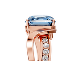 Rose gold Fancy Blue Asscher  Solitaire Twisted Band with Prong Setting_25