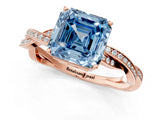 Rose gold Fancy Blue Asscher  Solitaire Twisted Pave Diamond Ring with Four-Prong Setting_114