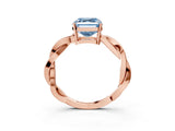Rose gold Fancy Blue Asscher  Solitaire Twisted Pave Diamond Ring with Four-Prong Setting_116