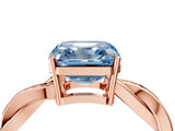 Rose gold Fancy Blue Asscher  Solitaire Twisted Pave Diamond Ring with Four-Prong Setting_117